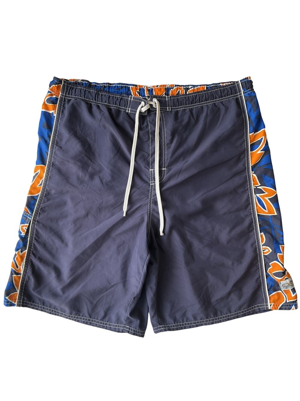 OP Sport Men Swimwear XL Blue Swim Trunks Floral Hawaiian 8" Inseam & 38" Waist